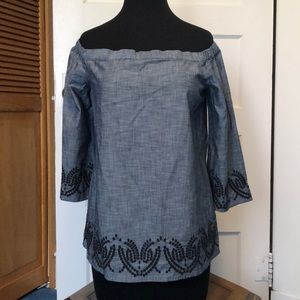 NWT Calvin Klein peasant top with embroidery | S